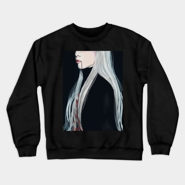 White Hair Vampire Crewneck Sweatshirt by CintiaSand